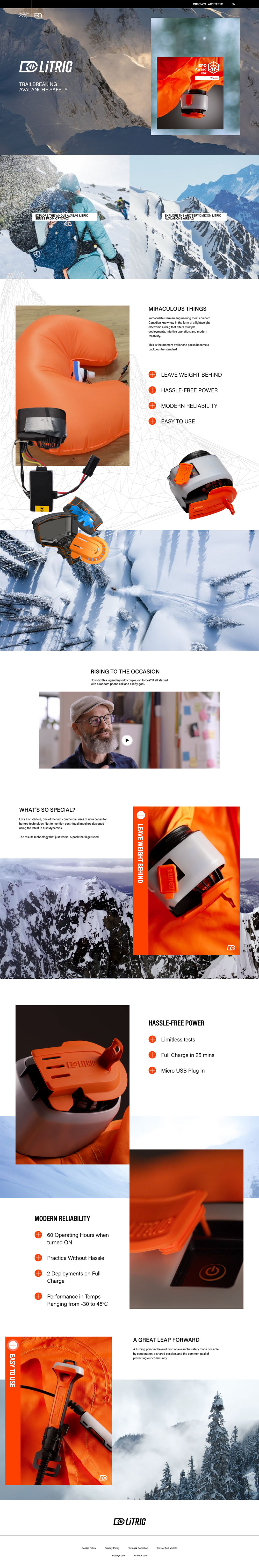 The full LiTRIC landing page on desktop, scrolled top to bottom
