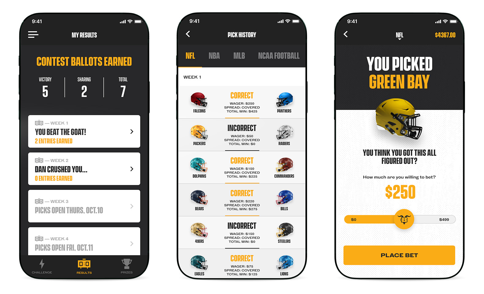 Finished BlitzBet app — results, pick history, and placing a bet