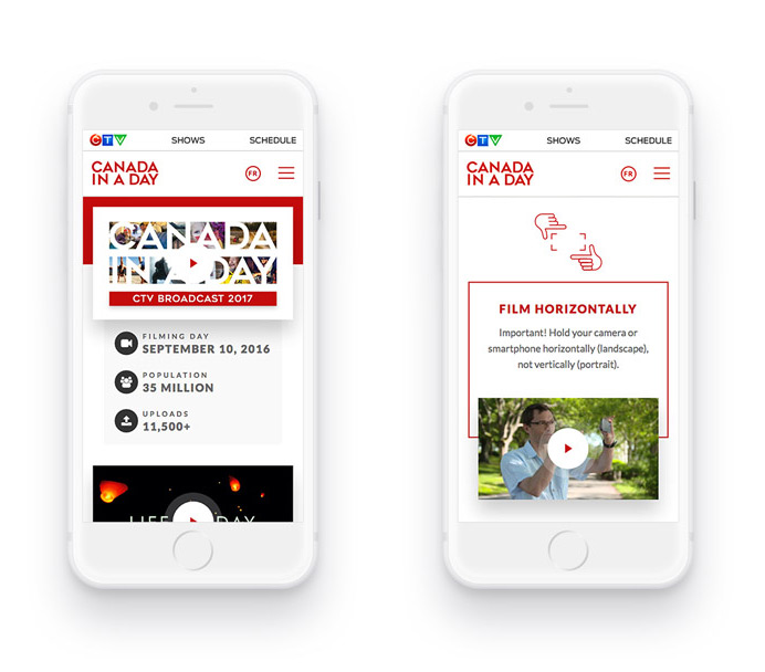 More Canada In A Day screens on mobile