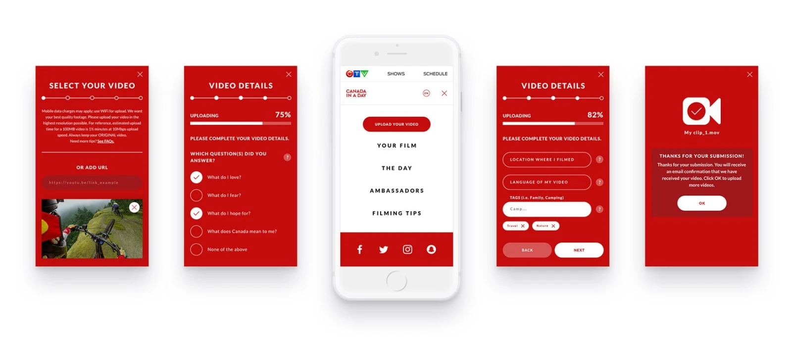 The mobile upload flow, screen by screen