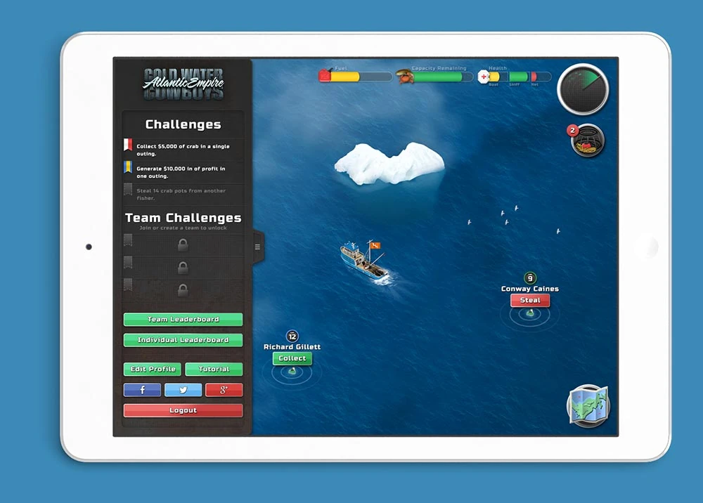 The Challenges and leaderboard panel on a tablet