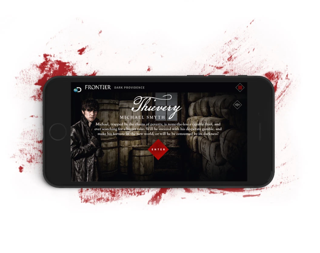 A character gateway screen on mobile, in landscape