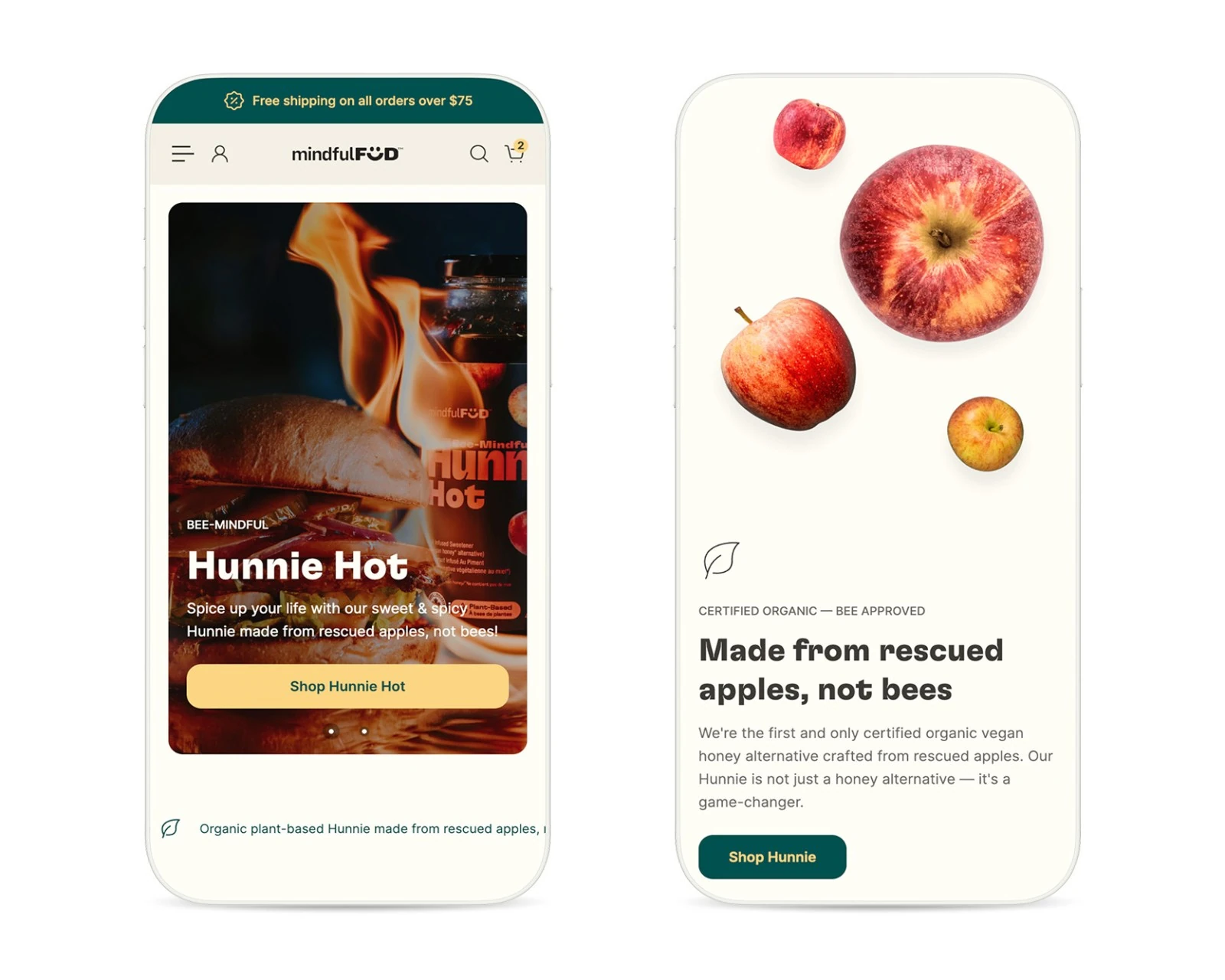 mindfulFÜD on mobile — storefront screens