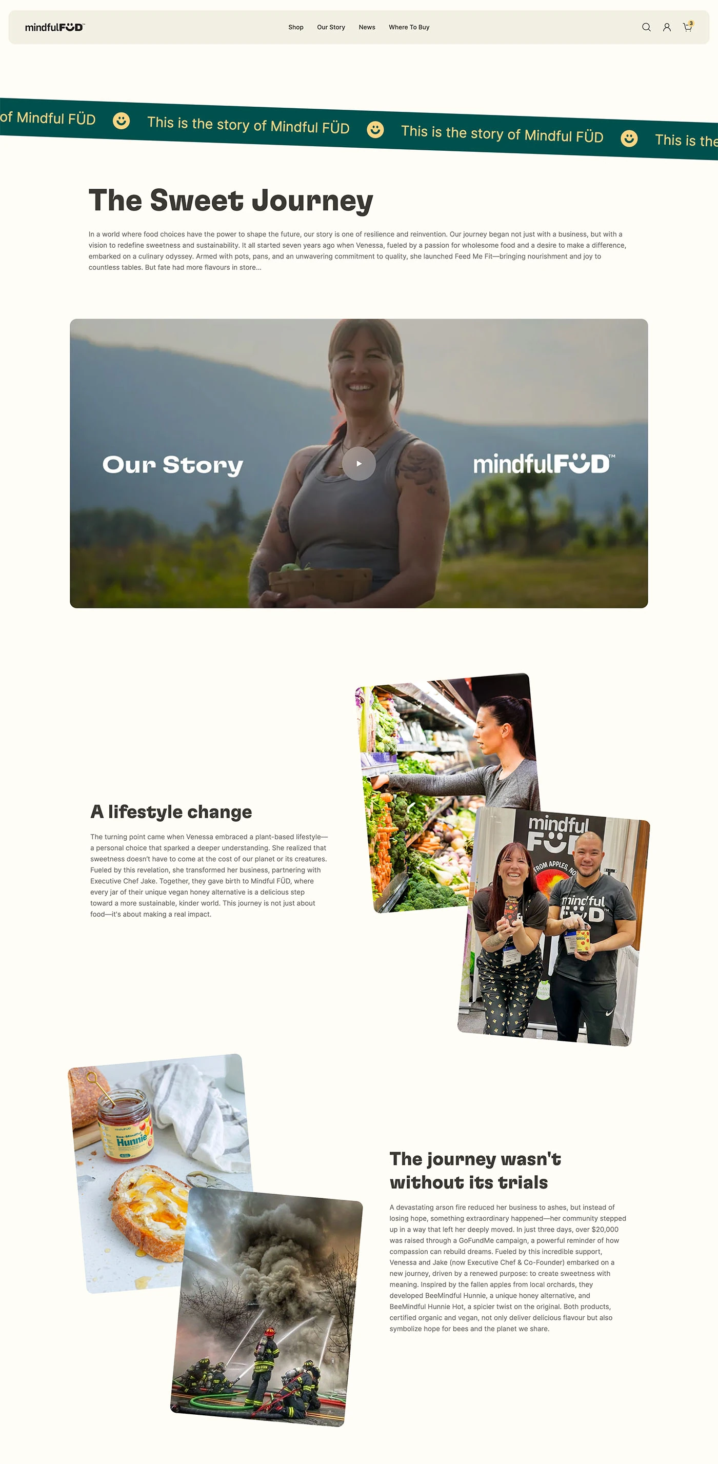 The full Our Story page, scrolled top to bottom