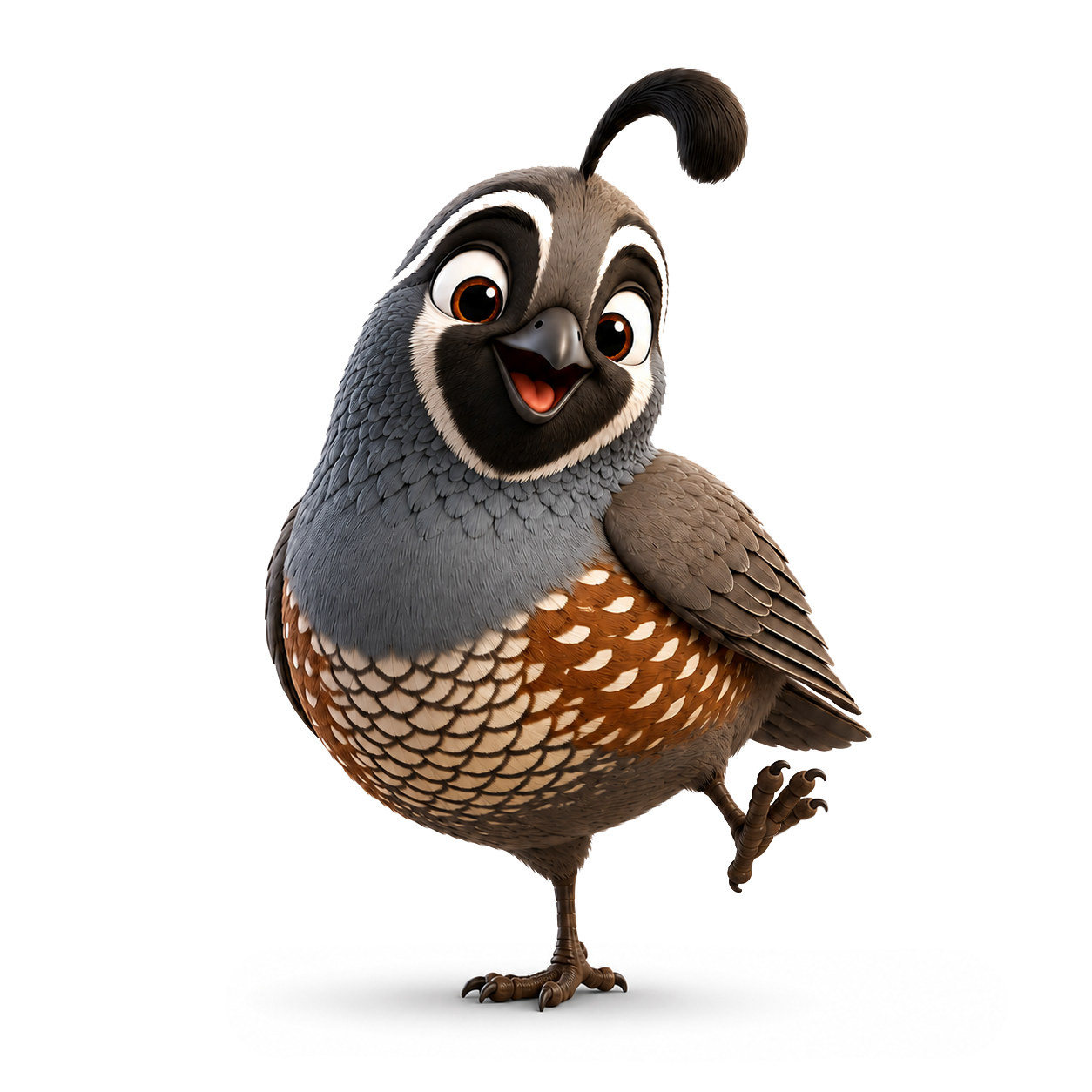California Quail as its studio collection art on white