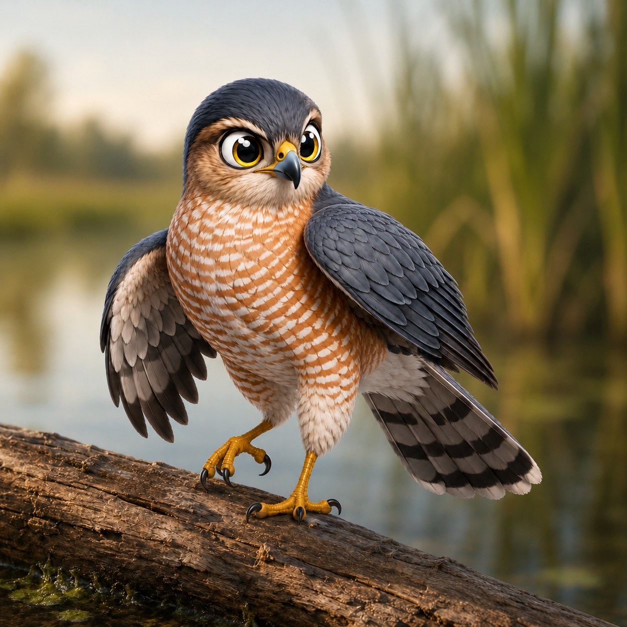 Cooper's Hawk in habitat, perched on a bare branch