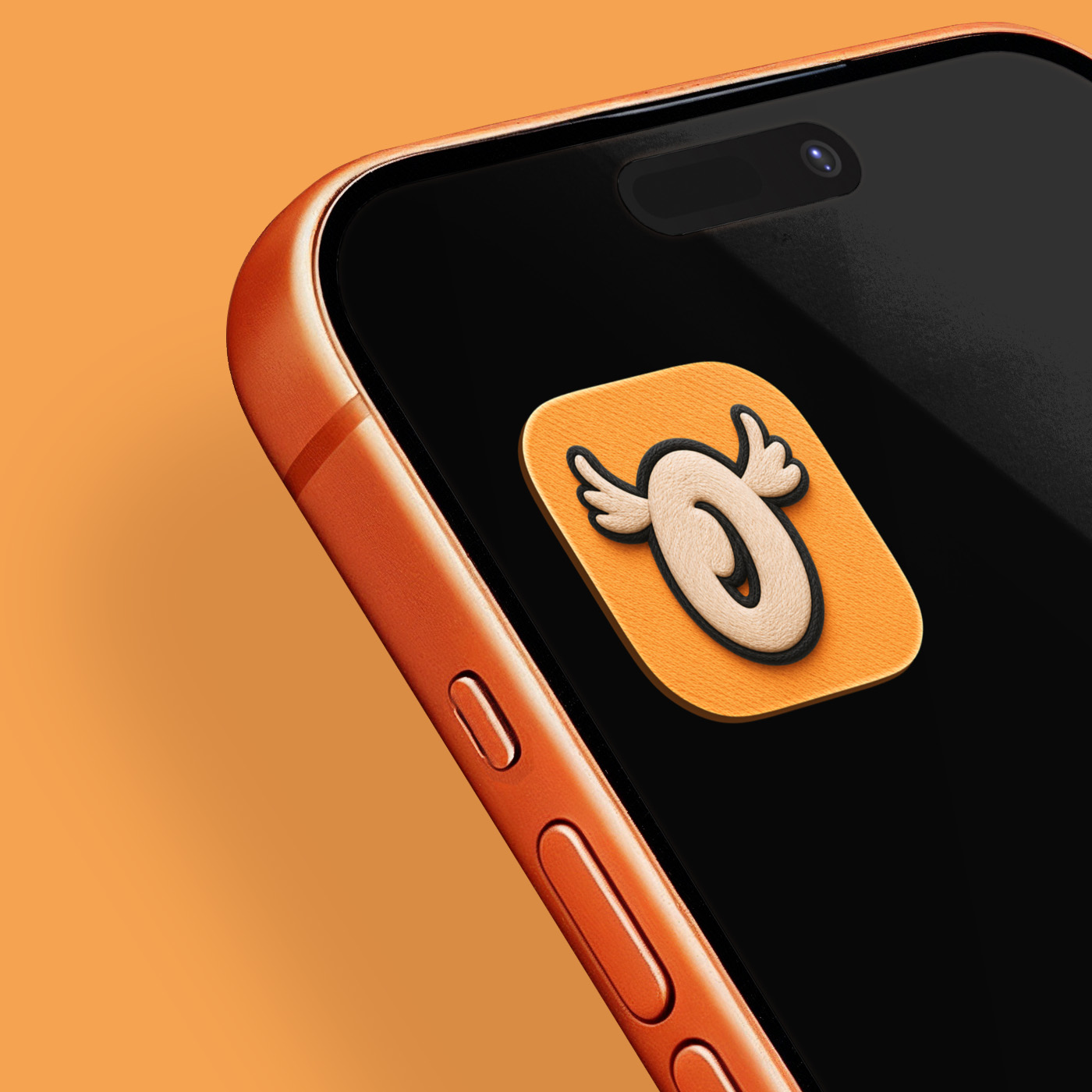 The O alone as the app icon, on a phone