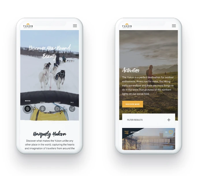 A Travel Yukon page on mobile