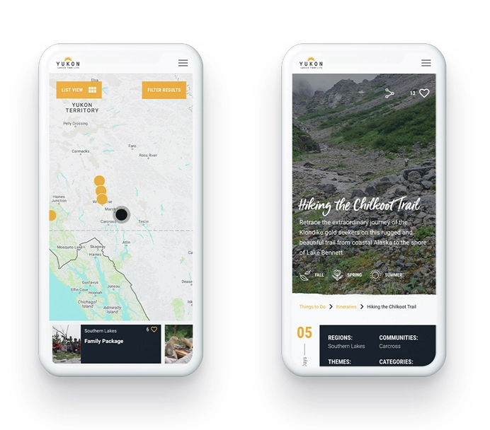 Another Travel Yukon page on mobile